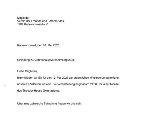 Einladung zur Jahreshauptversammlung 2025